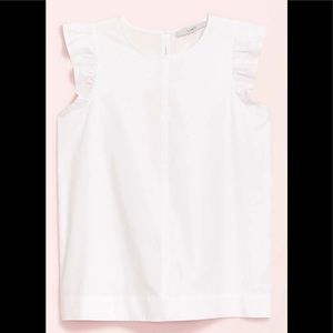 Loft ruffle sleeve white top